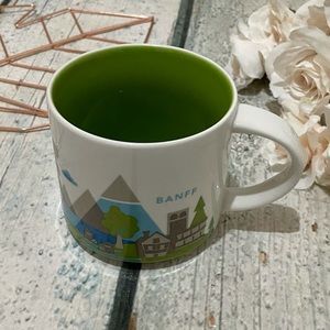 Starbucks 2015 Banff mug coffee cup you are here green blue mountains gondola